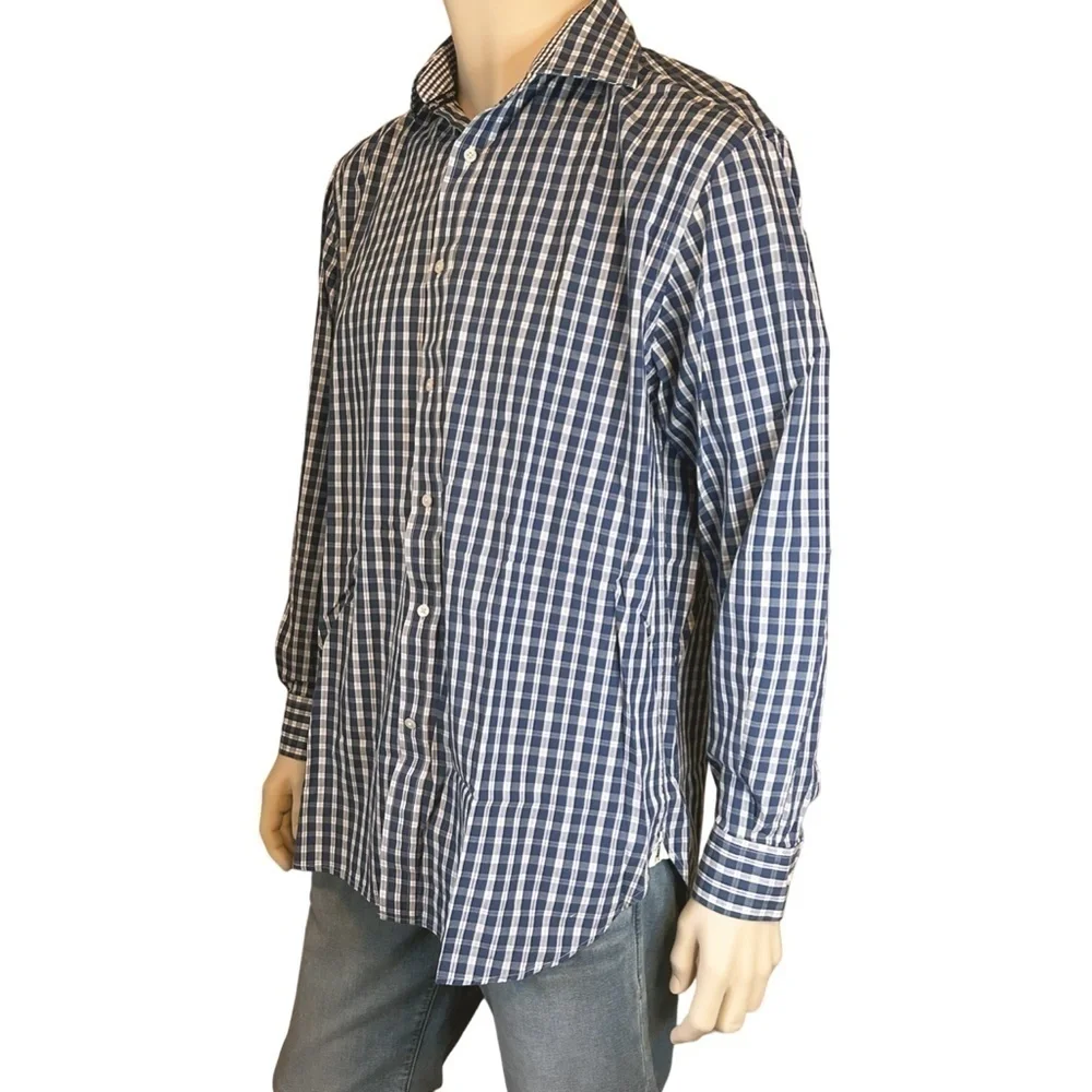 Bobby Jones Shirt Button Up Blue Plaid Long Sleeve 100% Cotton  Versatile As New - Picture 6 of 16